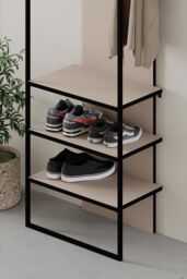 FWStyle Hallway Furniture Shoe Storage Unit Coat Rack Sandstone Tall Slim in Beige - thumbnail 2