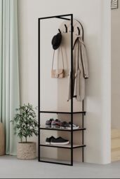 FWStyle Hallway Furniture Shoe Storage Unit Coat Rack Sandstone Tall Slim in Beige