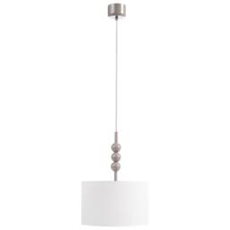 Wyld and Coco Pendant Lamp - Beige Fabric Shade Iron Drum Mid-Century Modern - thumbnail 4