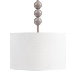 Wyld and Coco Pendant Lamp - Beige Fabric Shade Iron Drum Mid-Century Modern - thumbnail 2