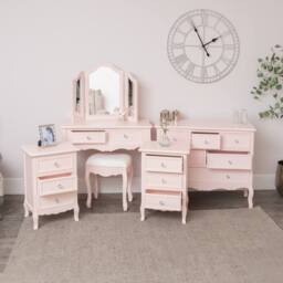 Melody Maison Large 6 Drawer Chest Of Drawers, Dressing Table Set & Pair Of Bedside Tables - Sophia Pink Range in Pale Pink - thumbnail 6
