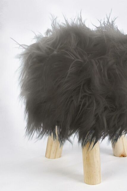Mongolian Faux Fur Foot Stool by Debenhams