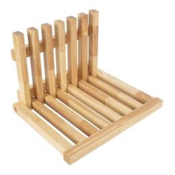 VOGREX Wall Mount Foldable Wooden Shoe Changing Stool Shower Seat in Beige - thumbnail 1