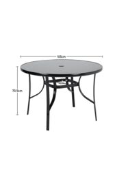 Living and Home Round Metallic Garden Dining Table in Black - thumbnail 6