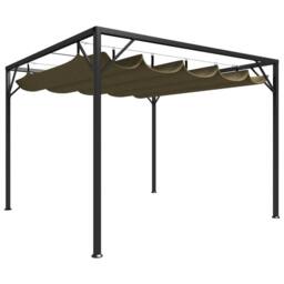 Berkfield Home Garden Gazebo with Retractable Roof 3x3 m Taupe 180 g/m ² - thumbnail 2