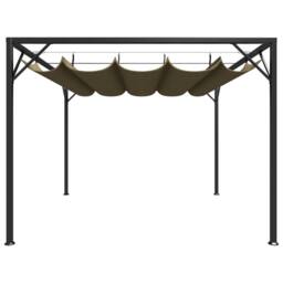 Berkfield Home Garden Gazebo with Retractable Roof 3x3 m Taupe 180 g/m ² - thumbnail 1