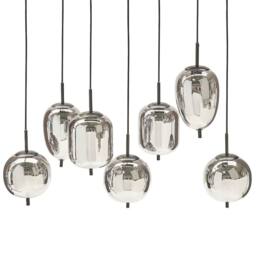 Wyld and Coco 7-Light Pendant Lamp Smoked Glass and Brushed Iron in Silver - thumbnail 4