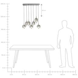 Wyld and Coco 7-Light Pendant Lamp Smoked Glass and Brushed Iron in Silver - thumbnail 8