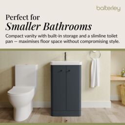 Balterley Floor 2 Door Bathroom Vanity Unit, Tap & Toilet Pack, Dark Grey, 479mm in Grey - thumbnail 3