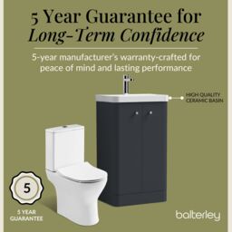 Balterley Floor 2 Door Bathroom Vanity Unit, Tap & Toilet Pack, Dark Grey, 479mm in Grey - thumbnail 6