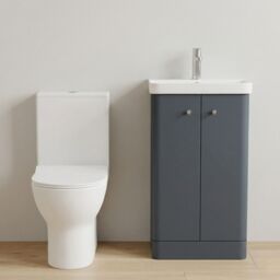 Balterley Floor 2 Door Bathroom Vanity Unit, Tap & Toilet Pack, Dark Grey, 479mm in Grey - thumbnail 8