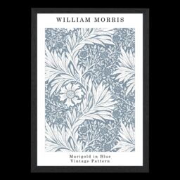 ARTZE William Morris Marigold in Blue / Black Frame / SIZE: A4 in Mid Blue - thumbnail 2