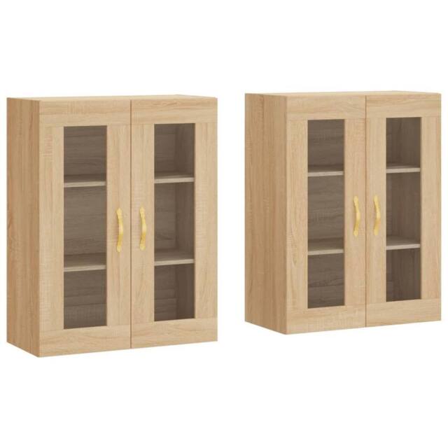 Berkfield Home Wall Mounted Cabinets 2 pcs Sonoma Oak Engineered Wood in Light Tan - image 1