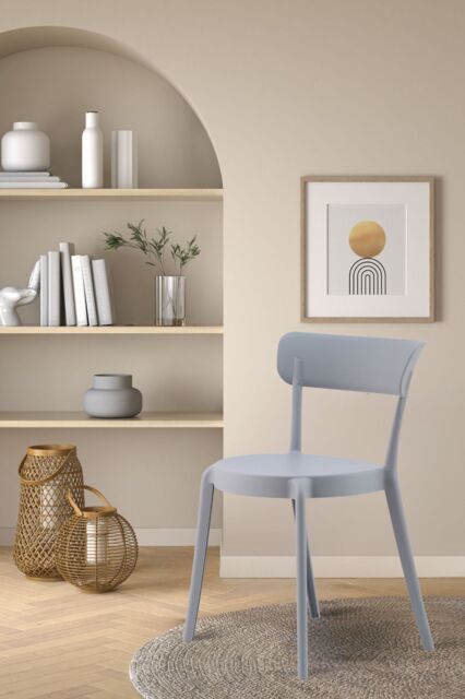 Fusion Living Plastic Bistro Dining Chair in Light Grey - image 1