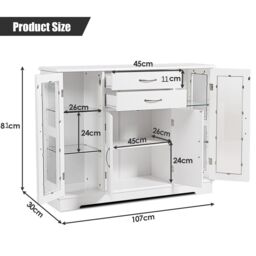 Costway Kitchen Buffet Server Sideboard Wooden Storage Cupboard Cabinet-White in White - thumbnail 2