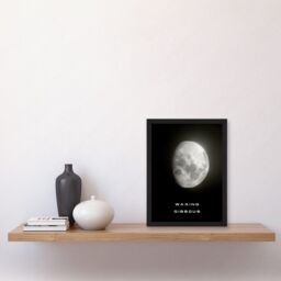 Artery8 Phases of the Moon Astronomy Waxing Gibbous Lunar Space Poster Artwork Framed Wall Art Print A4 in Black - thumbnail 2