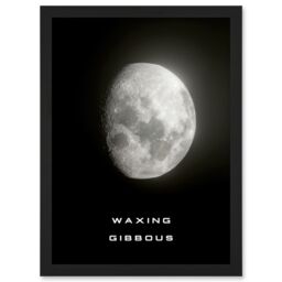 Artery8 Phases of the Moon Astronomy Waxing Gibbous Lunar Space Poster Artwork Framed Wall Art Print A4 in Black - thumbnail 1