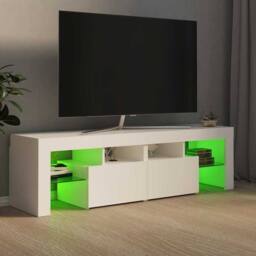 Berkfield Home TV Cabinet with LED Lights White 140x36.5x40 cm - thumbnail 4