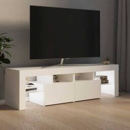 Berkfield Home TV Cabinet with LED Lights White 140x36.5x40 cm - thumbnail 3