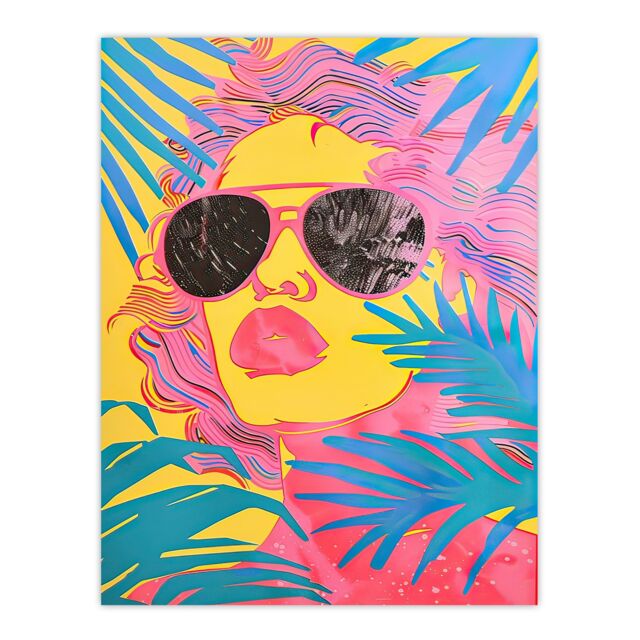 "Artery8 Summer Malibu Woman in Shades Portrait Tropical Wall Art Print - Size: W18"" x H24""" - image 1