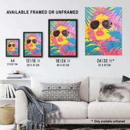 "Artery8 Summer Malibu Woman in Shades Portrait Tropical Wall Art Print - Size: W18"" x H24""" - thumbnail 3