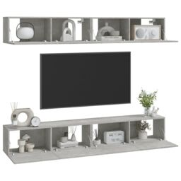 Berkfield Home Wall TV Cabinets 4 pcs Concrete Grey 100x30x30 cm - Size: 100 x 30 x 30 cm - thumbnail 3