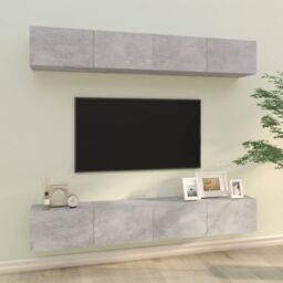Berkfield Home Wall TV Cabinets 4 pcs Concrete Grey 100x30x30 cm - Size: 100 x 30 x 30 cm - thumbnail 1
