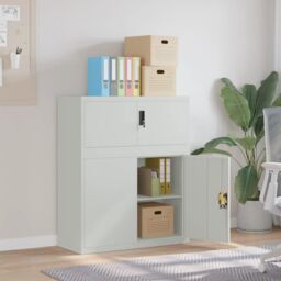 Berkfield Home File Cabinet Light Grey 90x40x110 cm Steel - Size: 90 x 40 x 110 cm - thumbnail 1