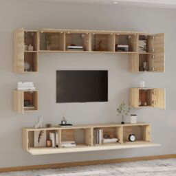 Berkfield Home 8 Piece TV Cabinet Set Sonoma Oak Engineered Wood in Brown - thumbnail 3
