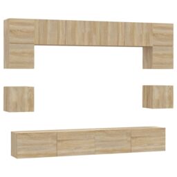Berkfield Home 8 Piece TV Cabinet Set Sonoma Oak Engineered Wood in Brown - thumbnail 2