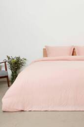 Panda London Bamboo & French Linen Complete Bedding Set in Dusty Pink - Size: Super King