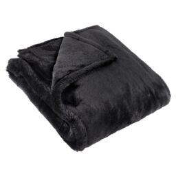 Furn Kallu Reversible Faux-Fur Throw in Black - Size: 130 cm x 180 cm - thumbnail 2