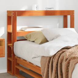 Berkfield Home Headboard with Shelves Wax Brown 100 cm Solid Wood Pine - thumbnail 2