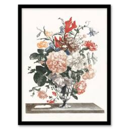Artery8 Flower Bouquet In A Glass Vase Johan Teyler Framed Wall Art Print in White - Size: A4 - thumbnail 1