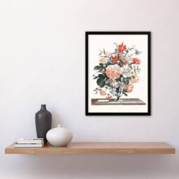 Artery8 Flower Bouquet In A Glass Vase Johan Teyler Framed Wall Art Print in White - Size: A4 - thumbnail 2
