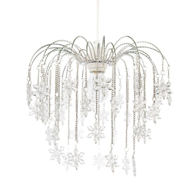 Happy Homewares Modern Waterfall Pendant Light Shade with Star Shaped Acrylic Icicles in Silver - image 1