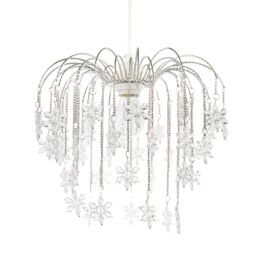 Happy Homewares Modern Waterfall Pendant Light Shade with Star Shaped Acrylic Icicles in Silver
