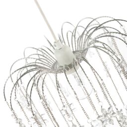 Happy Homewares Modern Waterfall Pendant Light Shade with Star Shaped Acrylic Icicles in Silver - thumbnail 3