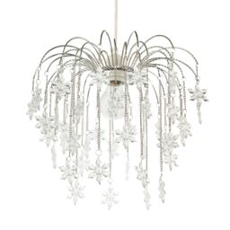 Happy Homewares Modern Waterfall Pendant Light Shade with Star Shaped Acrylic Icicles in Silver - thumbnail 5