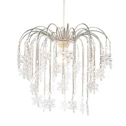 Happy Homewares Modern Waterfall Pendant Light Shade with Star Shaped Acrylic Icicles in Silver - thumbnail 2