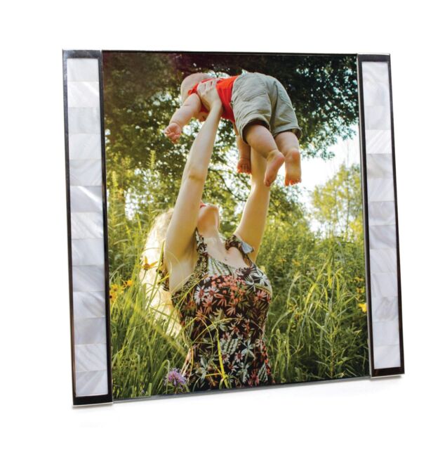 Silver Editions Mother of Pearl Medici Photo Frame Large. Visible picture size 8in x 10in in Silver