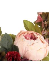 Garden Sanctuary 45cm Artificial Peony Mixed Flowers Wreath with Rattan Base - thumbnail 9