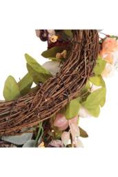 Garden Sanctuary 45cm Artificial Peony Mixed Flowers Wreath with Rattan Base - thumbnail 5