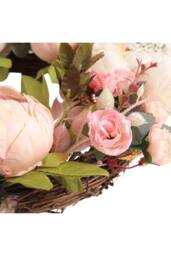 Garden Sanctuary 45cm Artificial Peony Mixed Flowers Wreath with Rattan Base - thumbnail 8