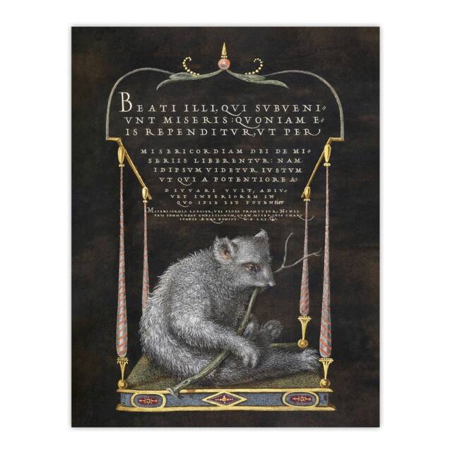 "Artery8 Latin Beatitudes with Sloth Artwork Hoefnagel Wall Art Poster Print in Black - Size: W18"" x H24""" - image 1