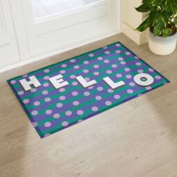 Artsy Mats Elizabeth Olwen Hello Dots Indoor/Outdoor Doormat (90x60cm) in Blue - Size: 60 x 90 cm