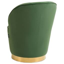 Wyld and Coco Green Velvet Round Tub Armchair with Gold Metal Base - thumbnail 5
