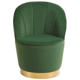 Wyld and Coco Green Velvet Round Tub Armchair with Gold Metal Base - thumbnail 4