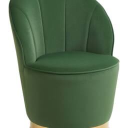 Wyld and Coco Green Velvet Round Tub Armchair with Gold Metal Base - thumbnail 2