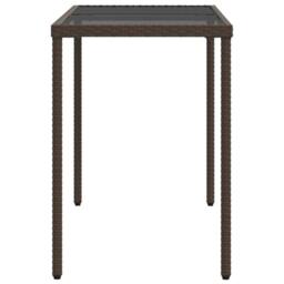 Berkfield Home Garden Table with Glass Top Brown 115x54x74 cm Poly Rattan - Size: 115 x 54 x 74 cm - thumbnail 5